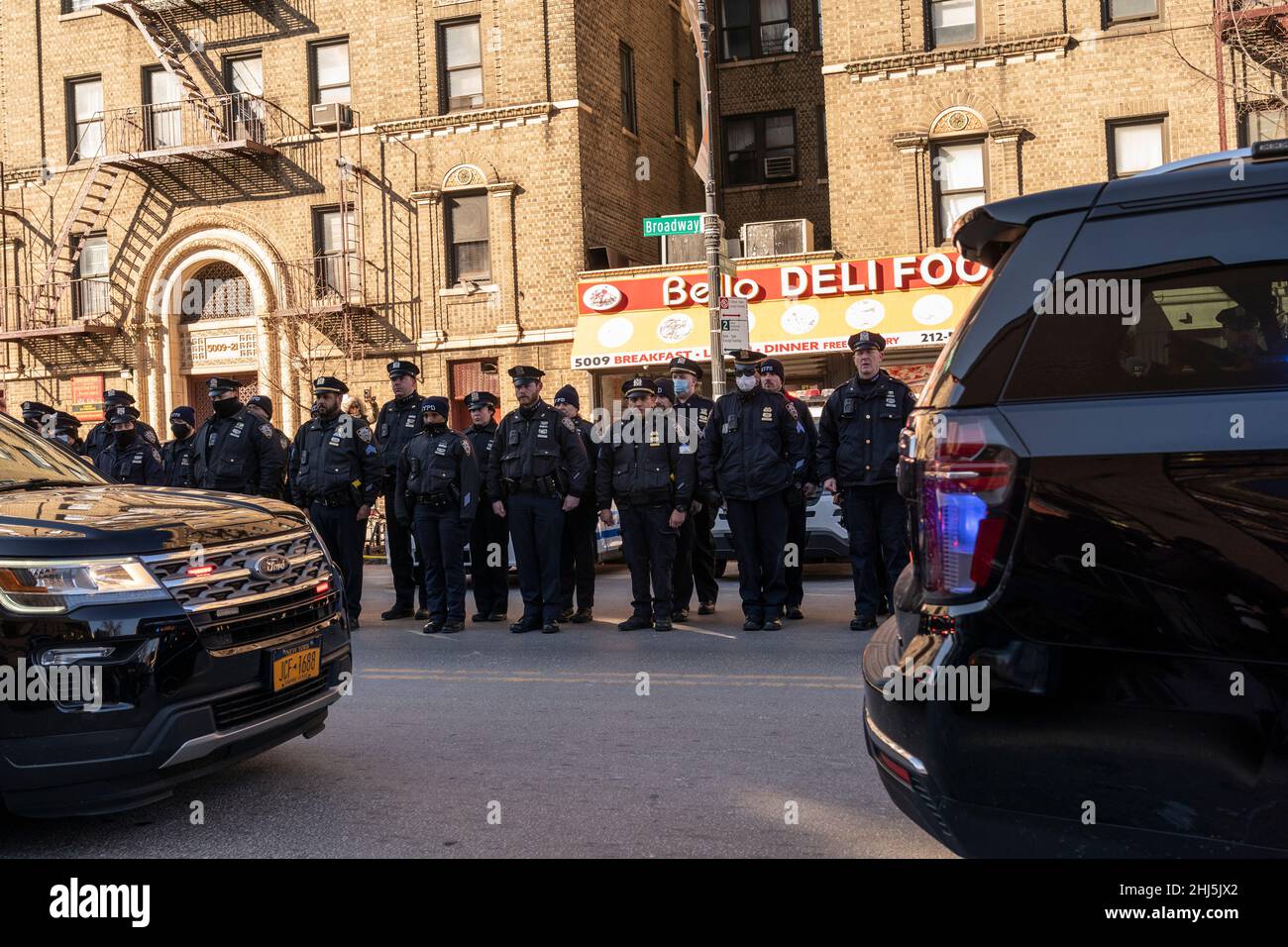 New York, NY January 26, 2022 Police officers gather to pay tribute