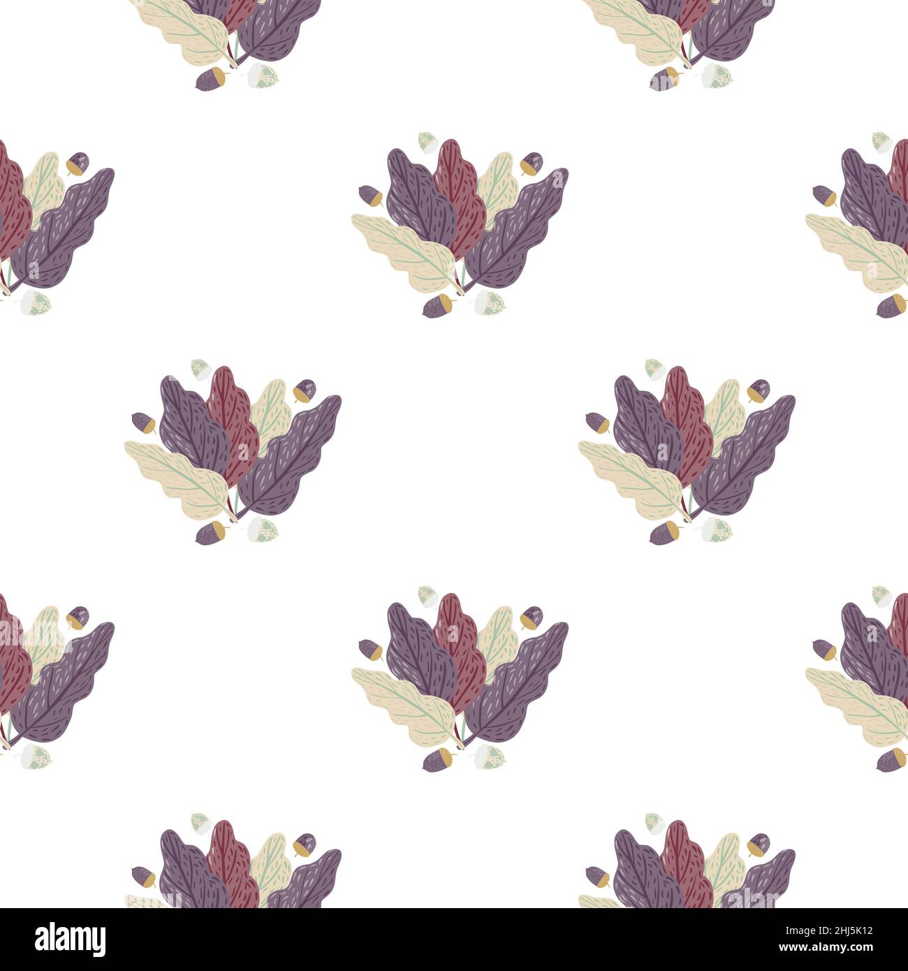 Decorative seamless pattern with purple tones leaf ornament. Isolated print. Graphic design for wrapping paper and fabric textures. Vector Illustratio Stock Vector