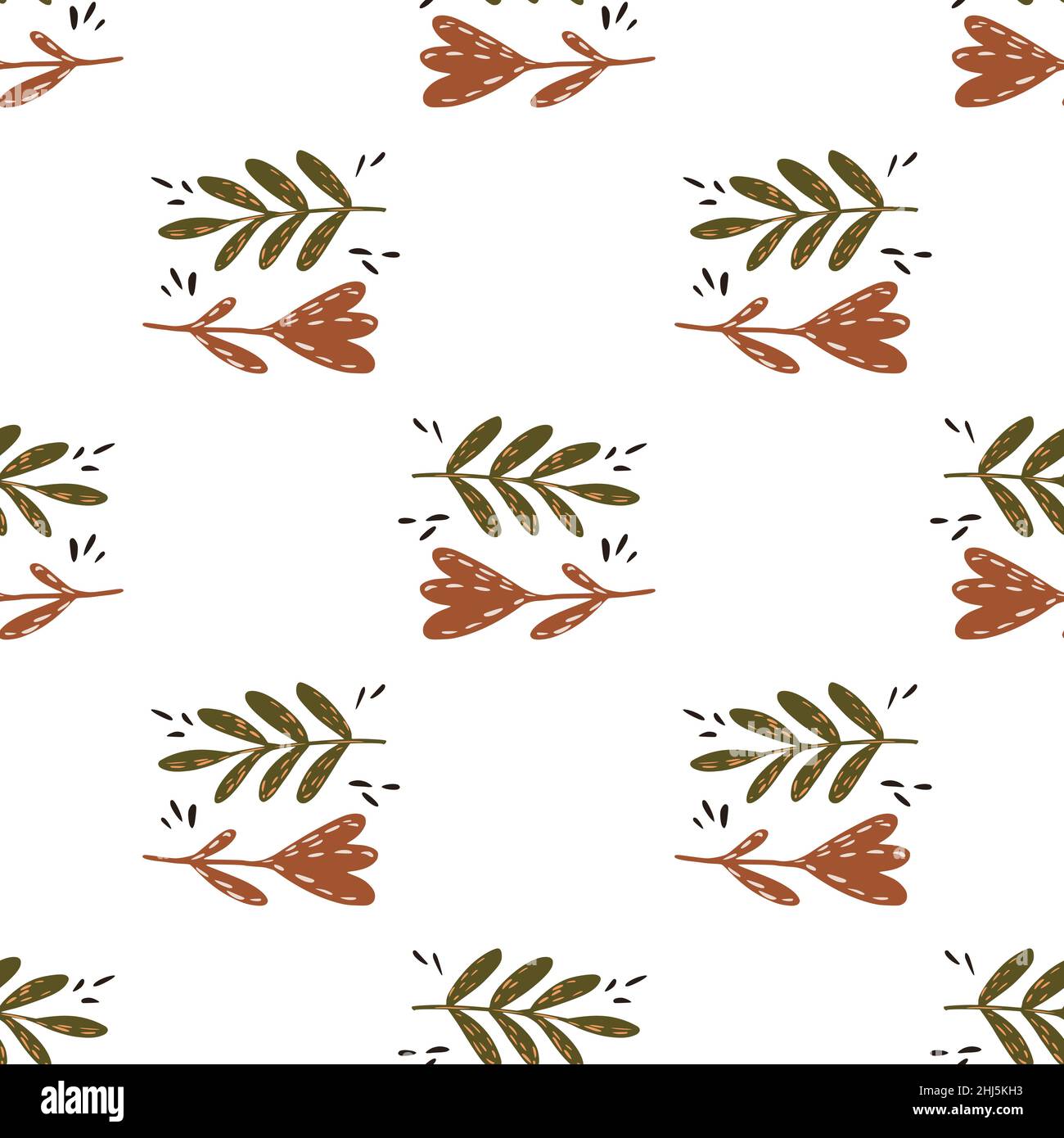 Isolated seamless pattern with simple botanic elements. White ...