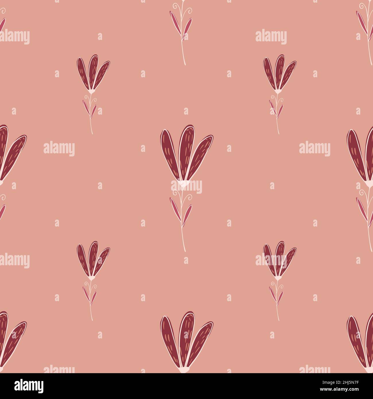 Minimalistic seamless pattern with simple flower elements. Pink light ...