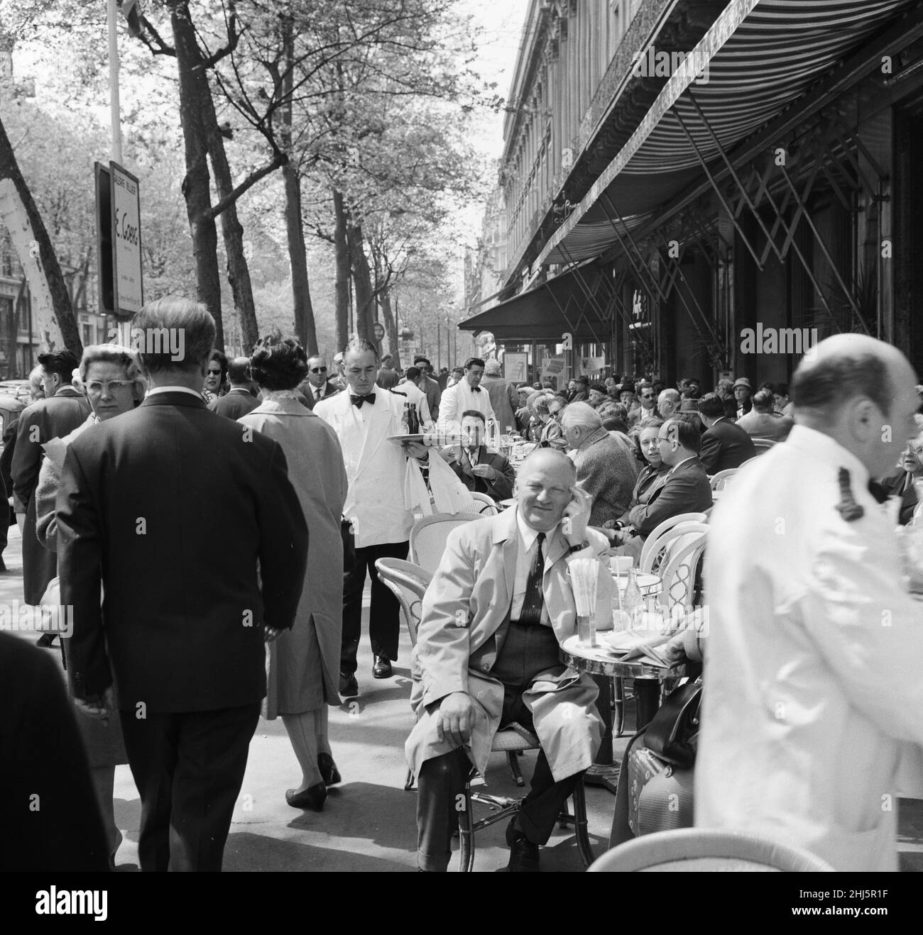 Cafe scenes in central Paris, France. Picture taken 13th May 1960, ahead of the  Big Four  East-West summit on 17th May, which would end in failure due to disagreements over the U2 spy plane which was shot down a couple of weeks earlier. Stock Photo