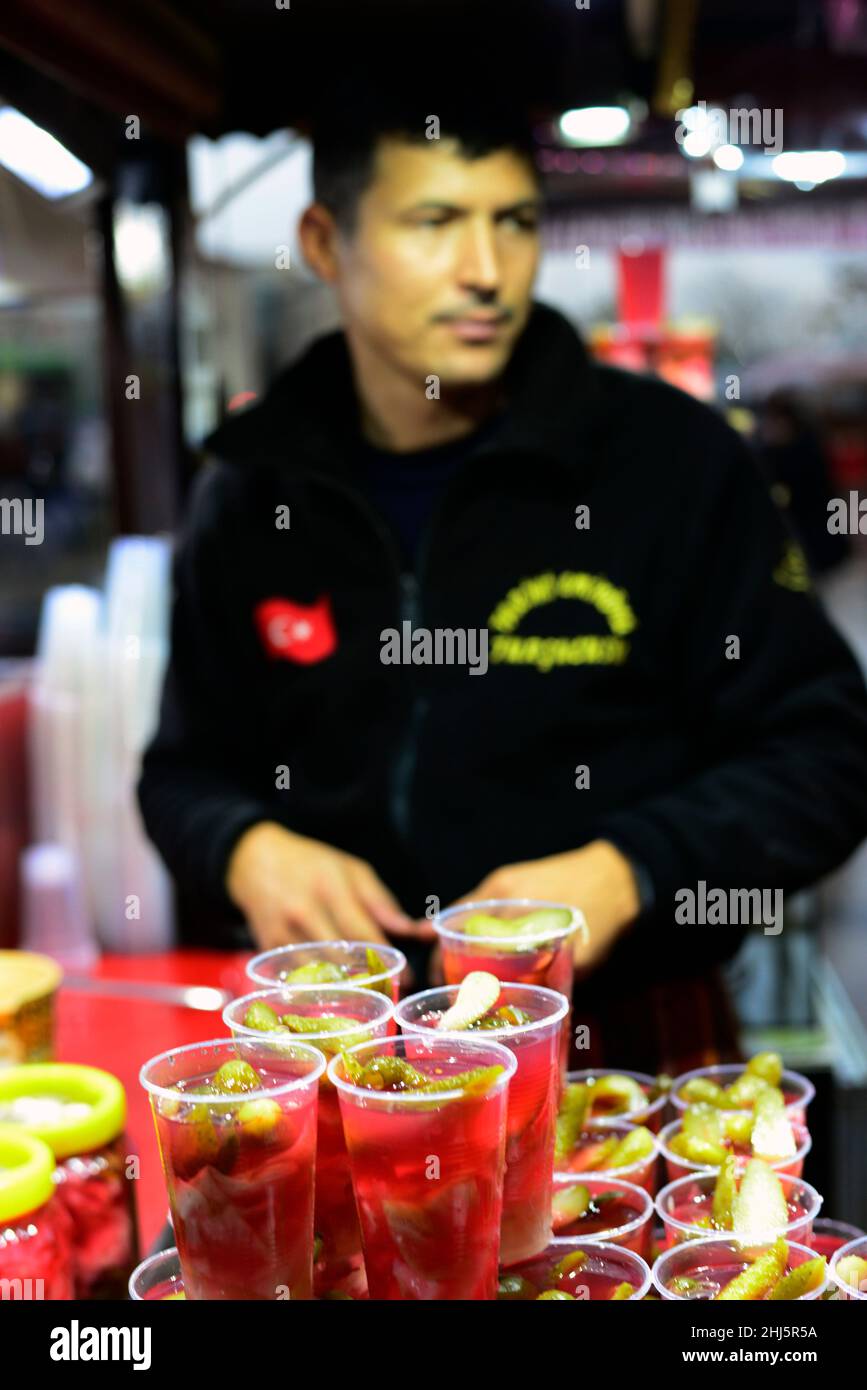 Turkish pickle juice served as an traditional to the