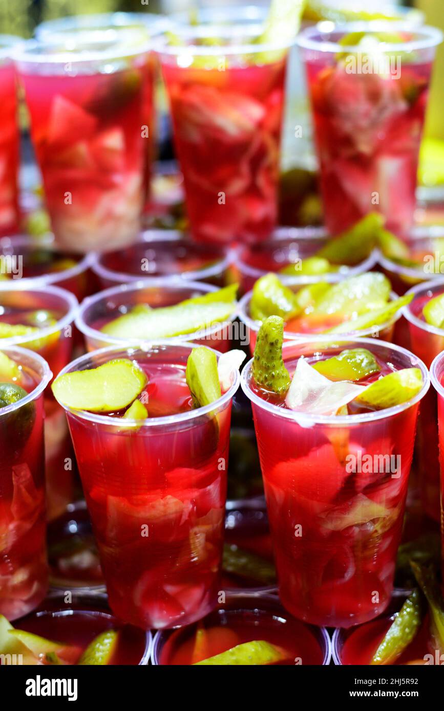 Turkish pickle juice served as an traditional to the
