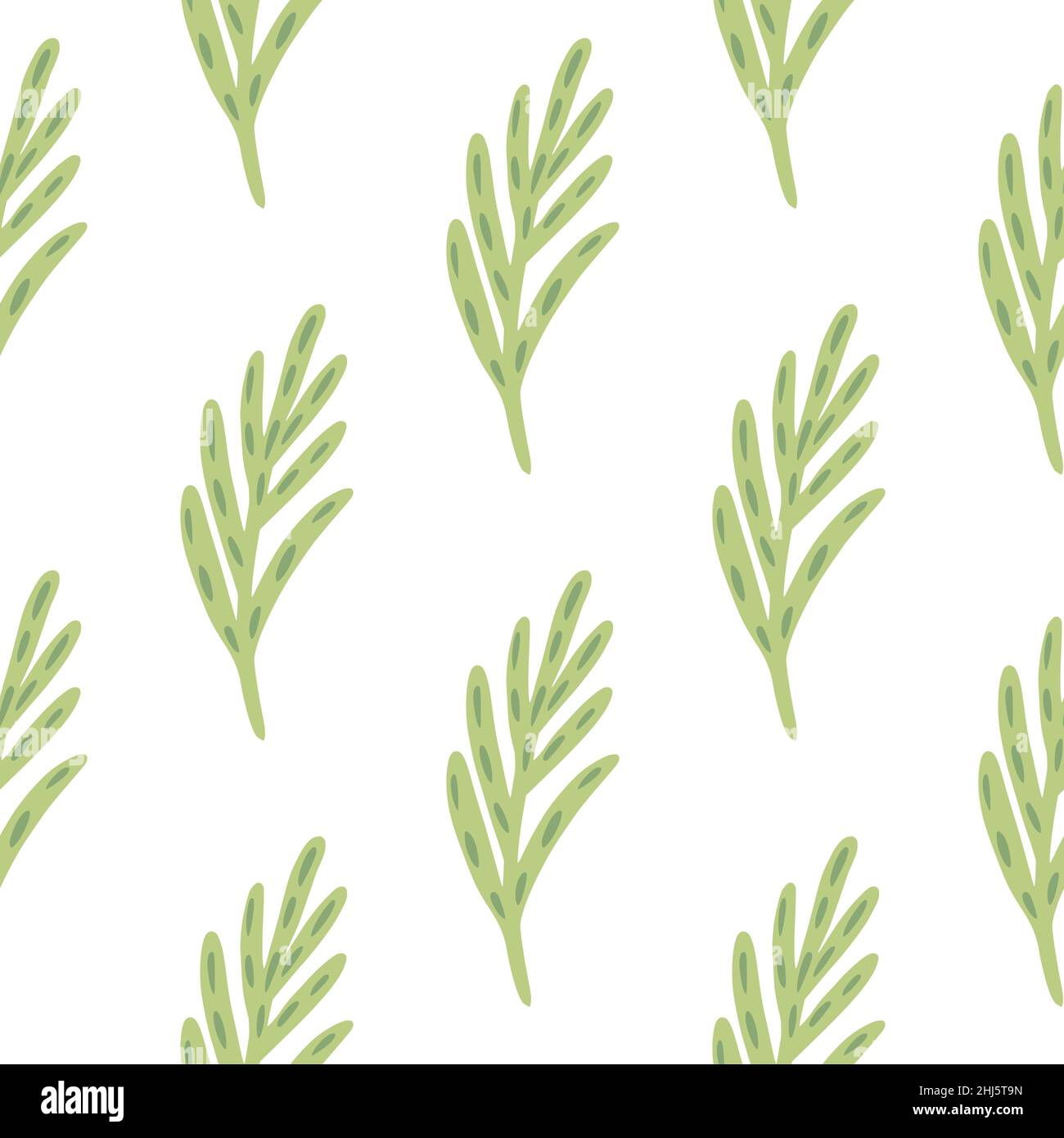 Isolated botanic seamless pattern with green doodle leaf branches ...