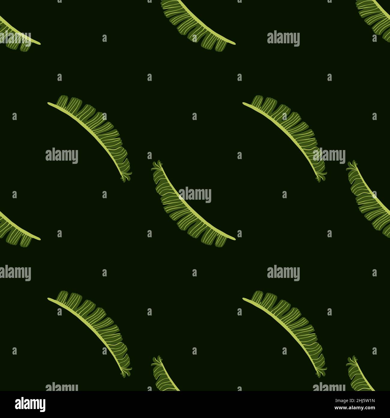 Minimalistic dark seamless pattern with doodle green fern leaves ...