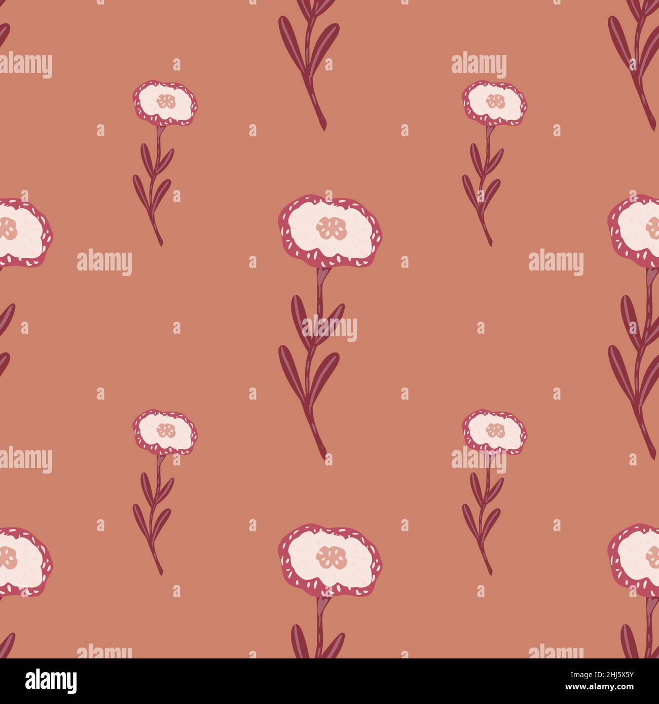 Minimalistic style seamless botanic pattern with white flowers. Coral ...
