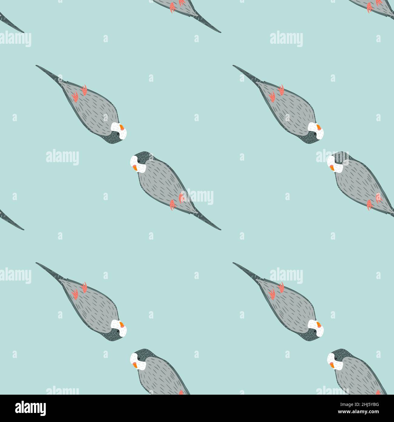 Minimalistic style seamless pattern with simple grey parrot bird ...