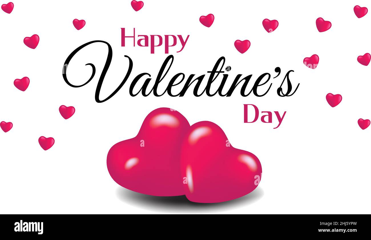 Happy Valentine's Day text with 3d heart icon Stock Vector Image & Art ...