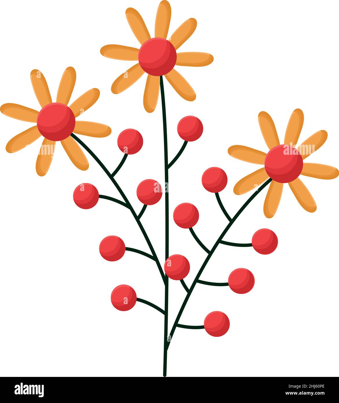 ornage flowers branch Stock Vector