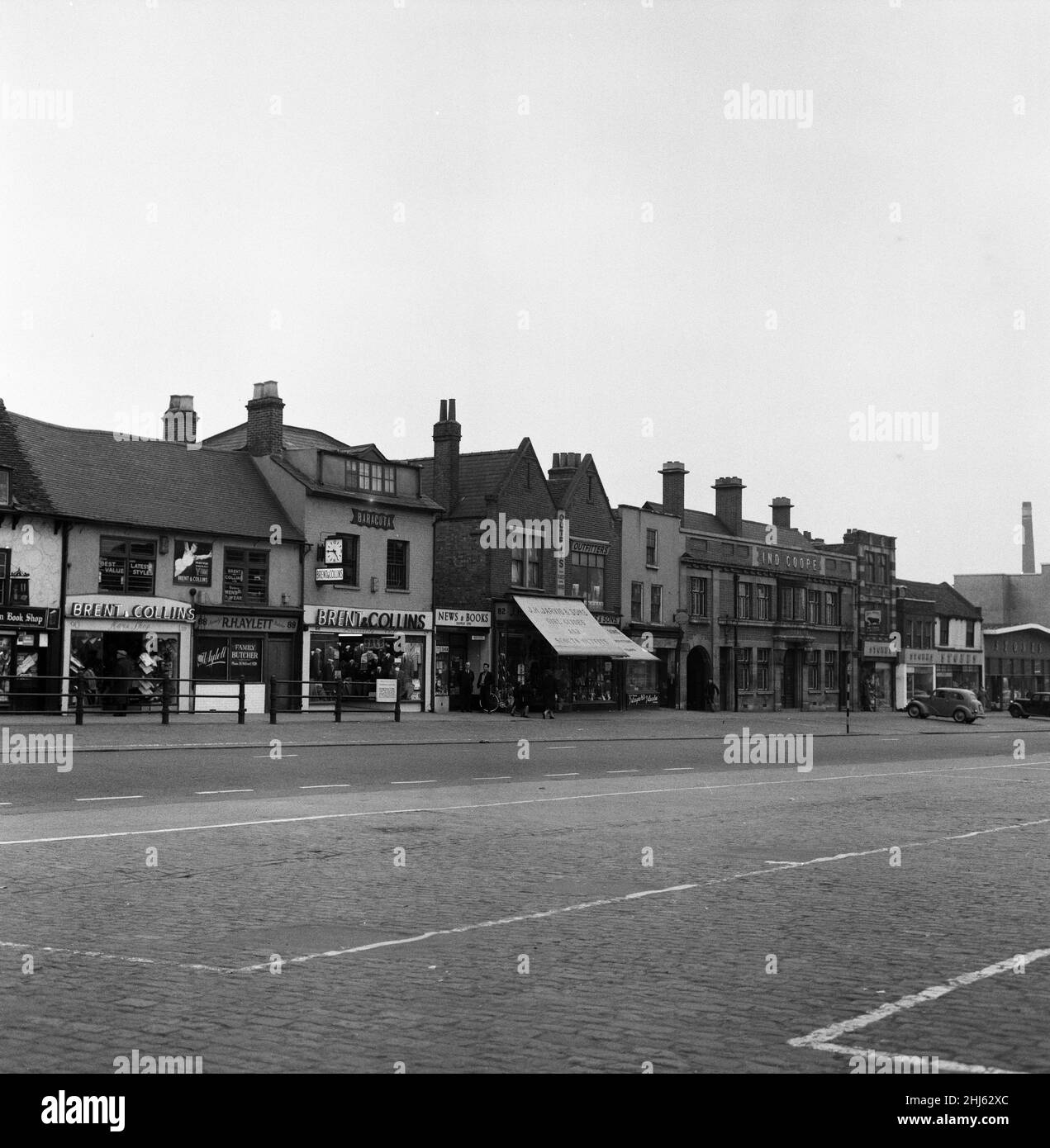 The parade of shops in the market place, Romford, London. 18th March