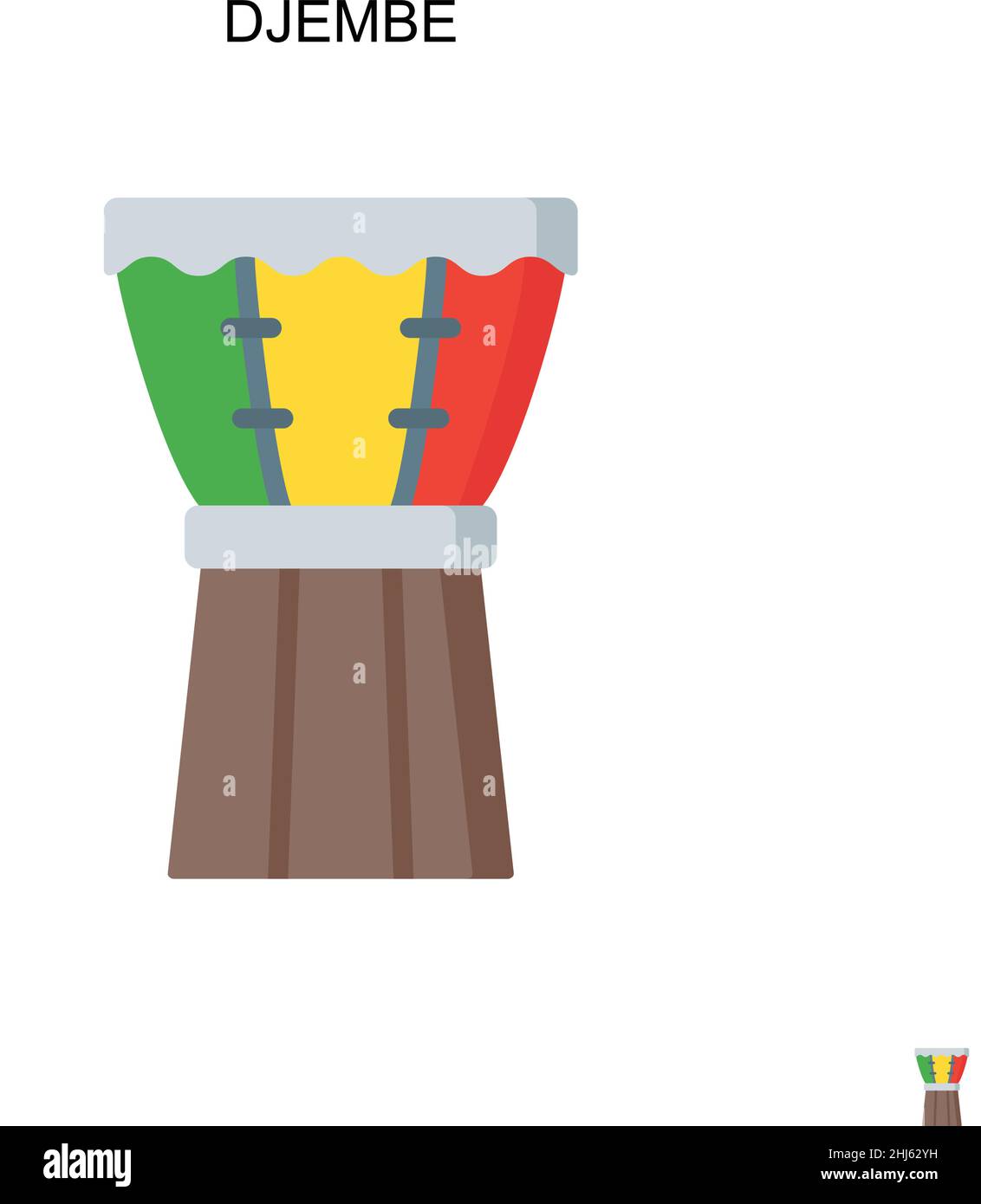 Djembe Simple vector icon. Illustration symbol design template for web mobile UI element. Stock Vector