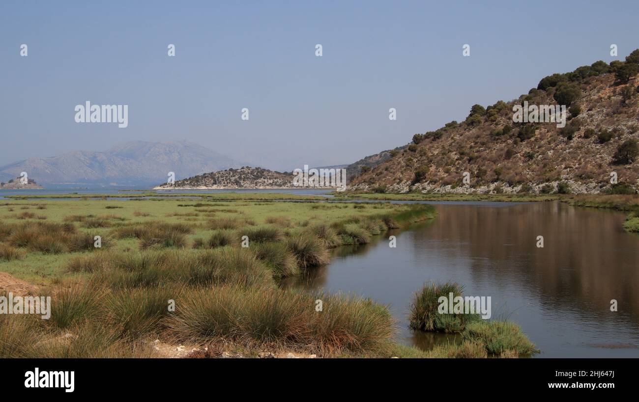 River delta-estuary of Acheloos,Aitoloakarnania,Greece Stock Photo