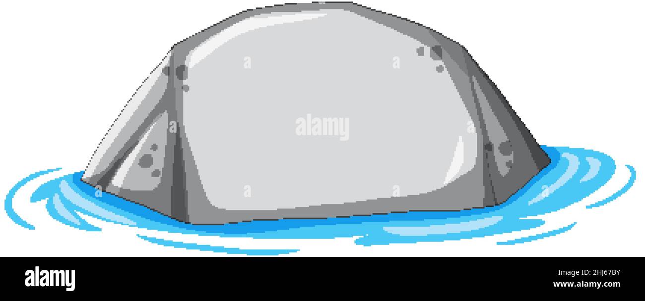 Isolated stone in the water in cartoon style illustration Stock Vector ...