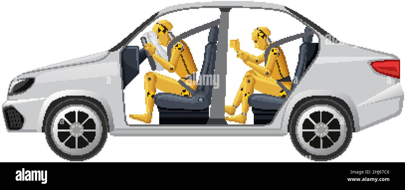 Crash test dummy in a car airbag illustration Stock Vector Image & Art