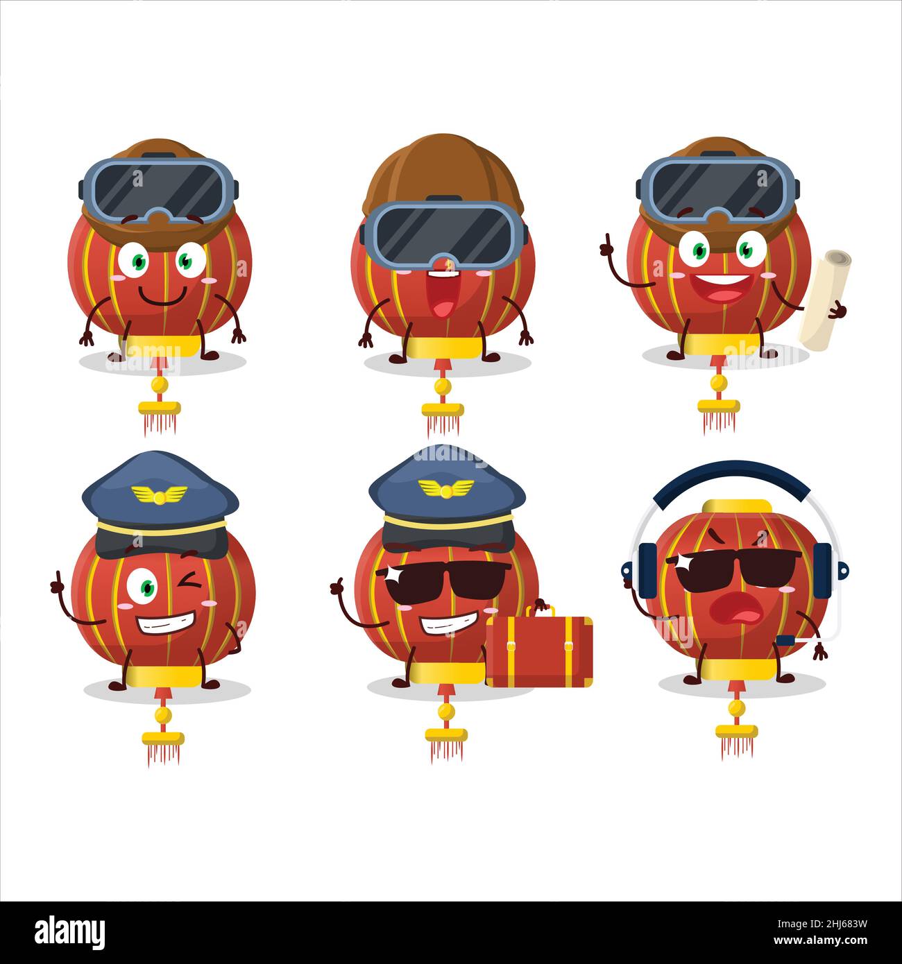 Pilot cartoon mascot red chinese lamp with glasses Stock Vector Image & Art  - Alamy