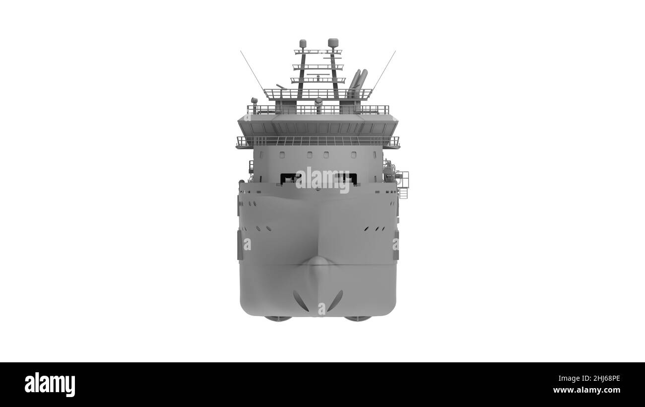 3d rendering of a marine supply large vessel industrial ship isolated