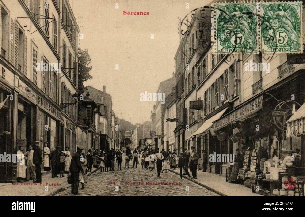 Suresnes.Rue du Mont-Valérien. Stock Photo