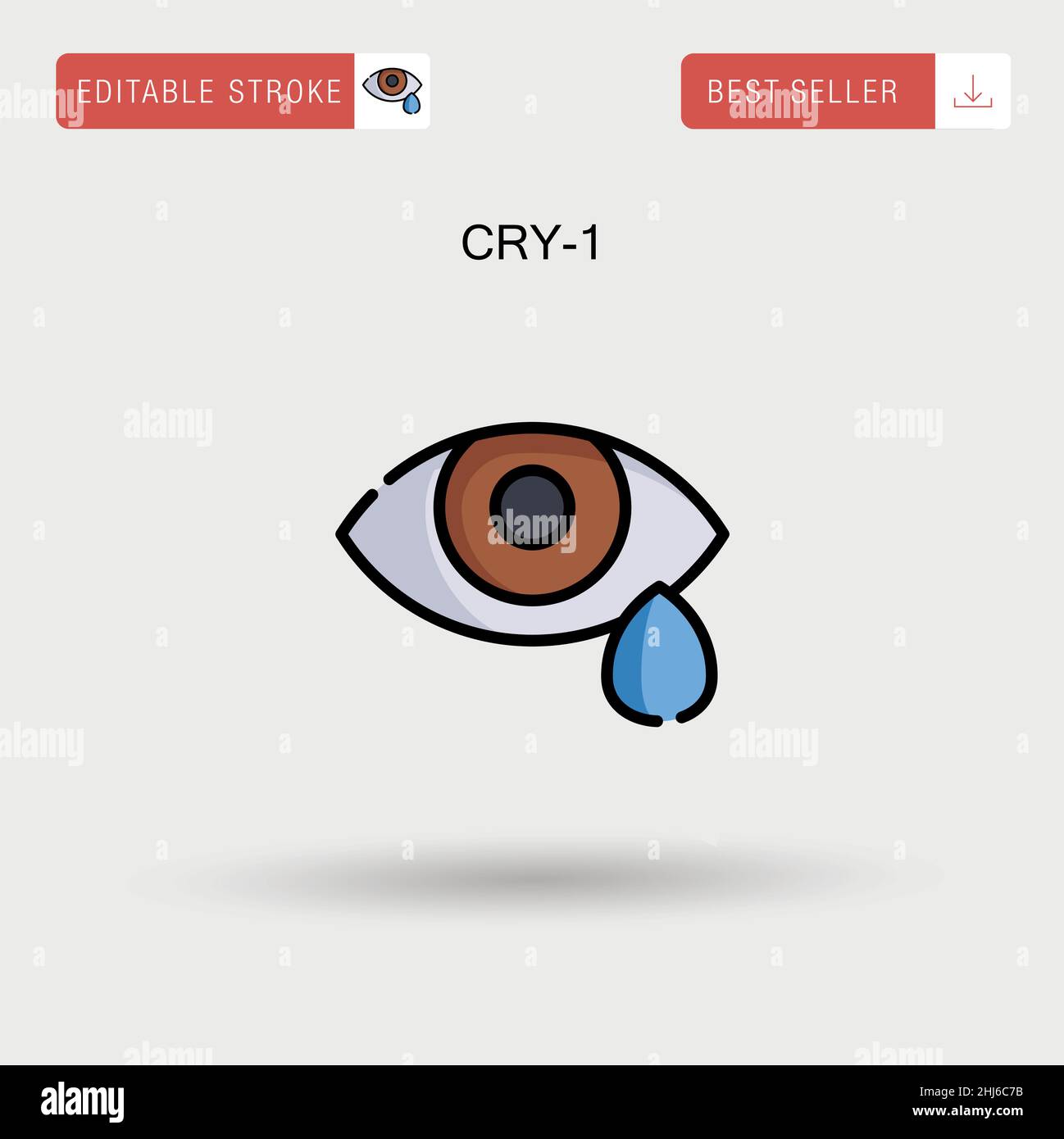 Cry-1 Simple vector icon. Stock Vector
