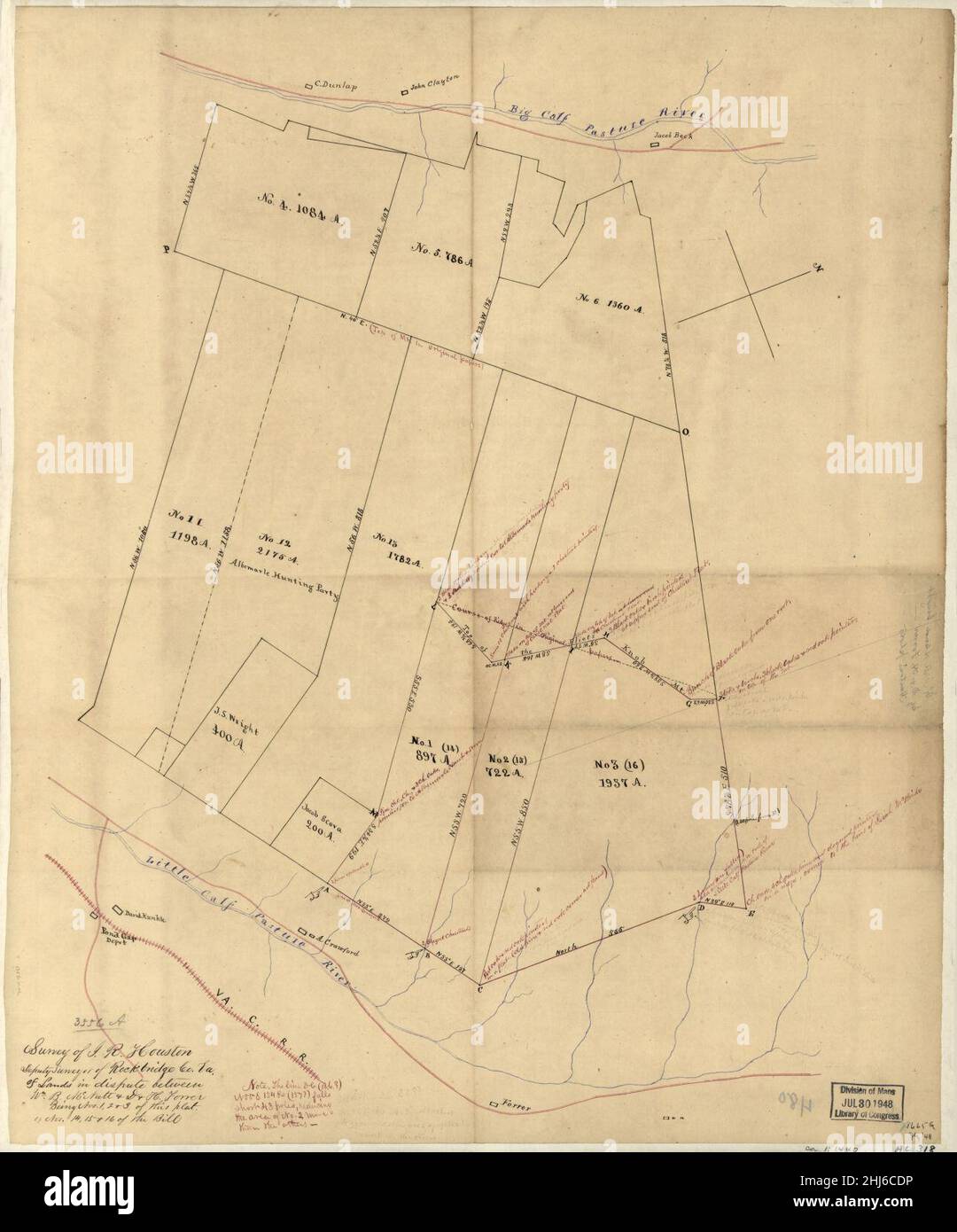 Survey of I. R. Houston, deputy surveyor of Rockbridge Co., Va. of