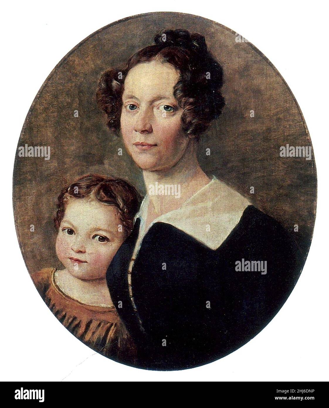 Susanne Schinkel mit Tochter Elisabeth, um 1825. Stock Photo