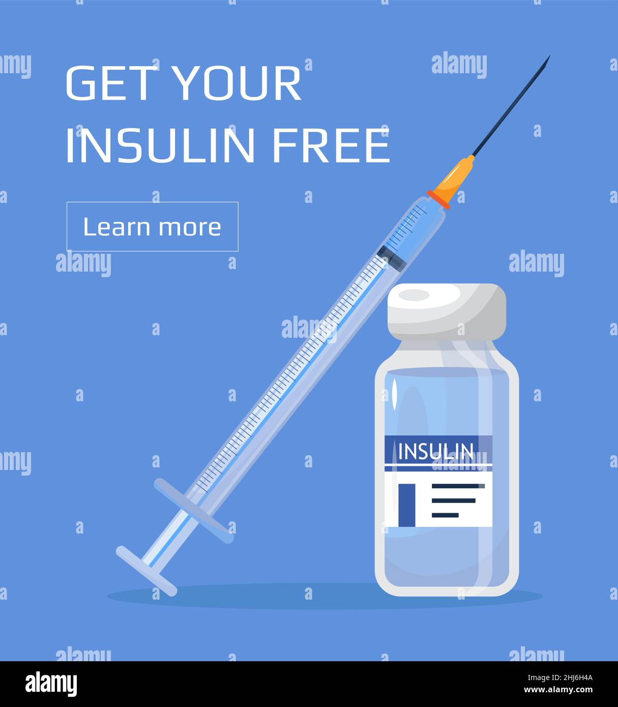 Insulin control vector. Get your Insulin injection free, a syringe for