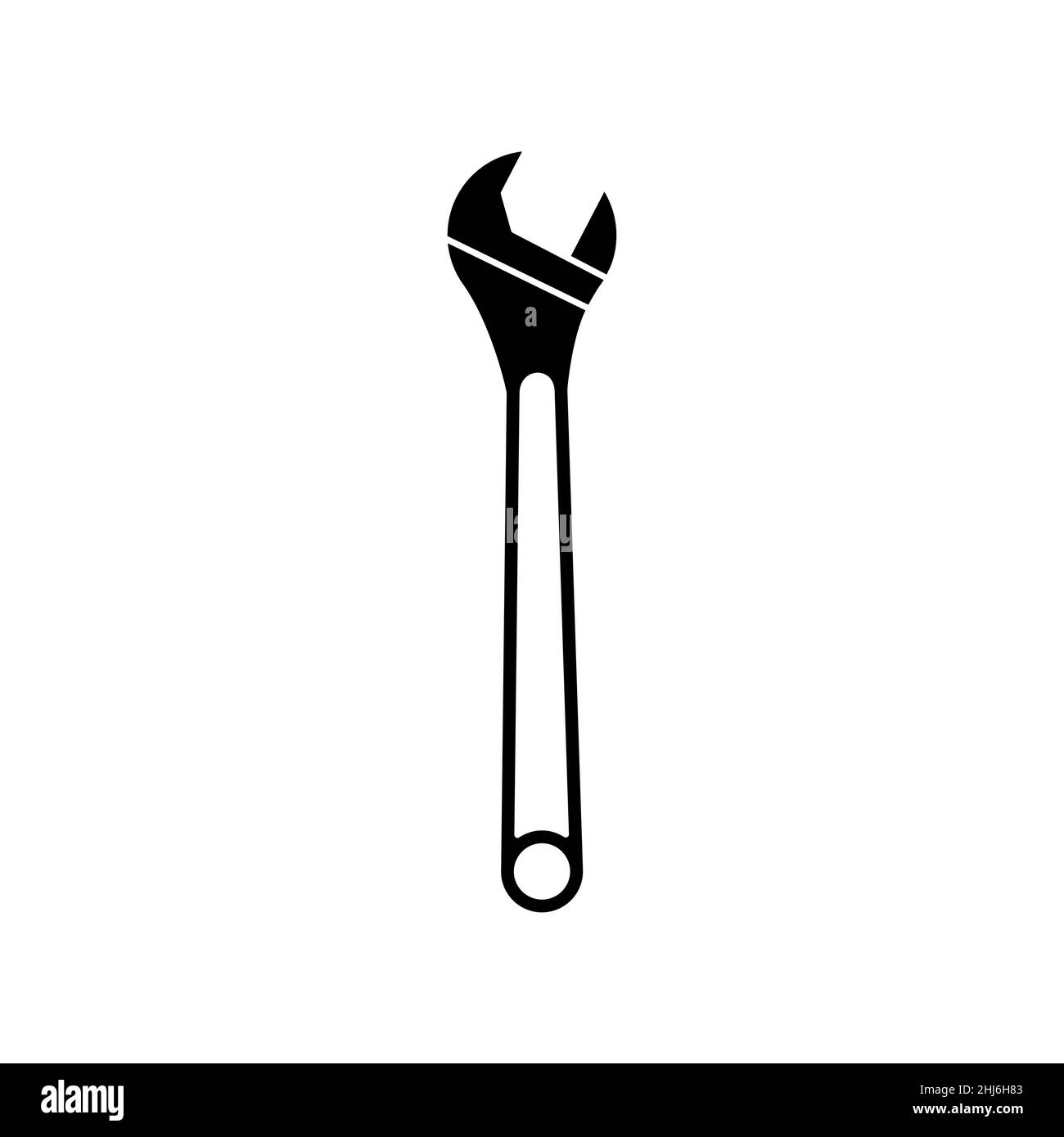 Expanding key icon on white backdrop. Outline simple vector illustration. Isolated object. Stock Vector