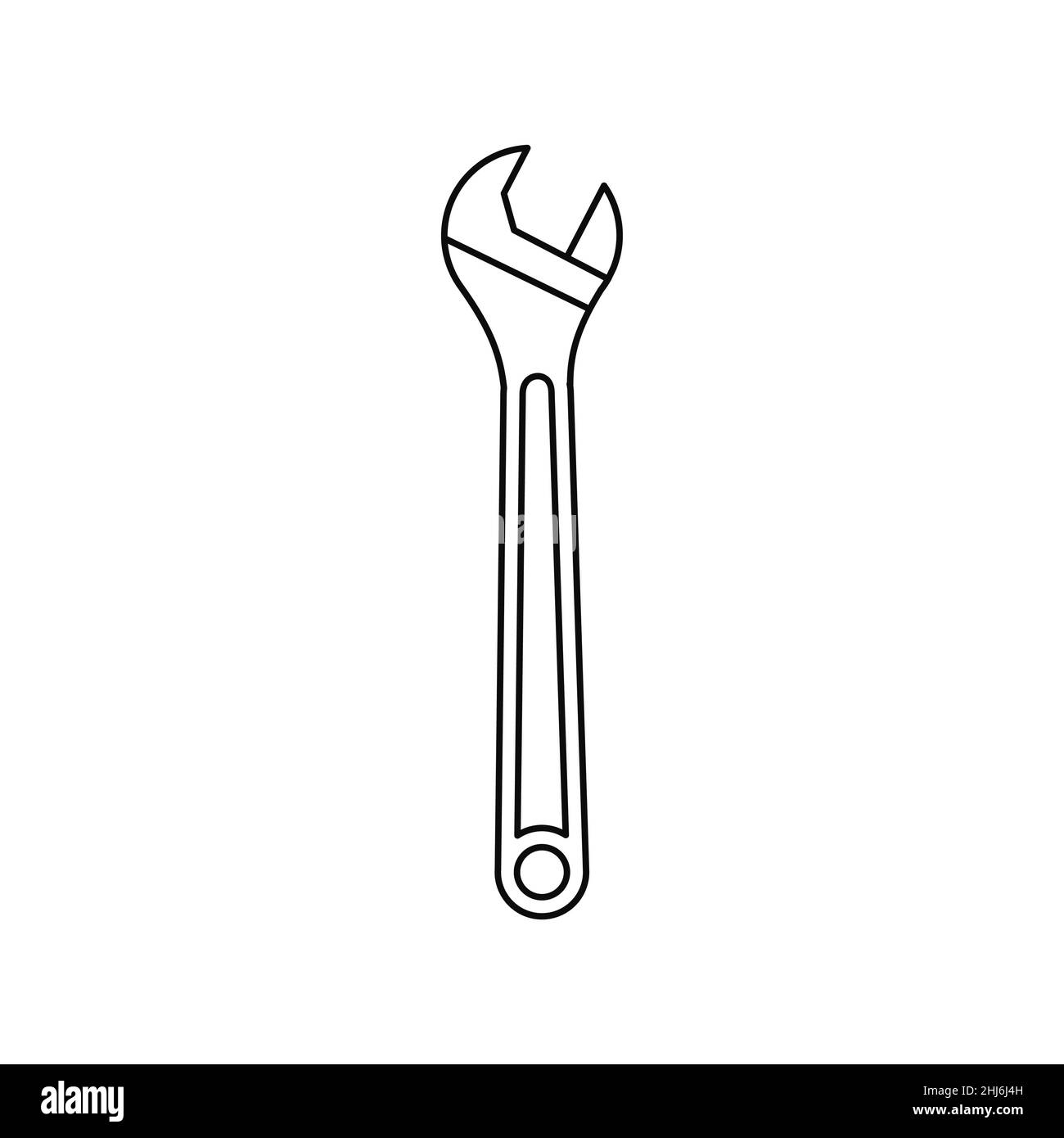 Expanding key icon on white backdrop. Outline simple vector illustration. Isolated object. Stock Vector
