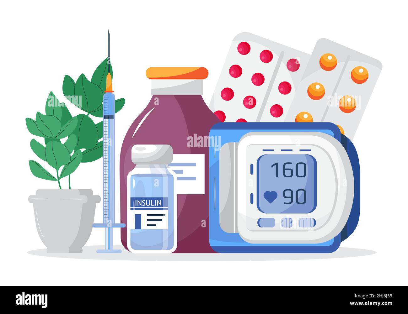 Insulin control vector. Get your Insulin injection free, a syringe for