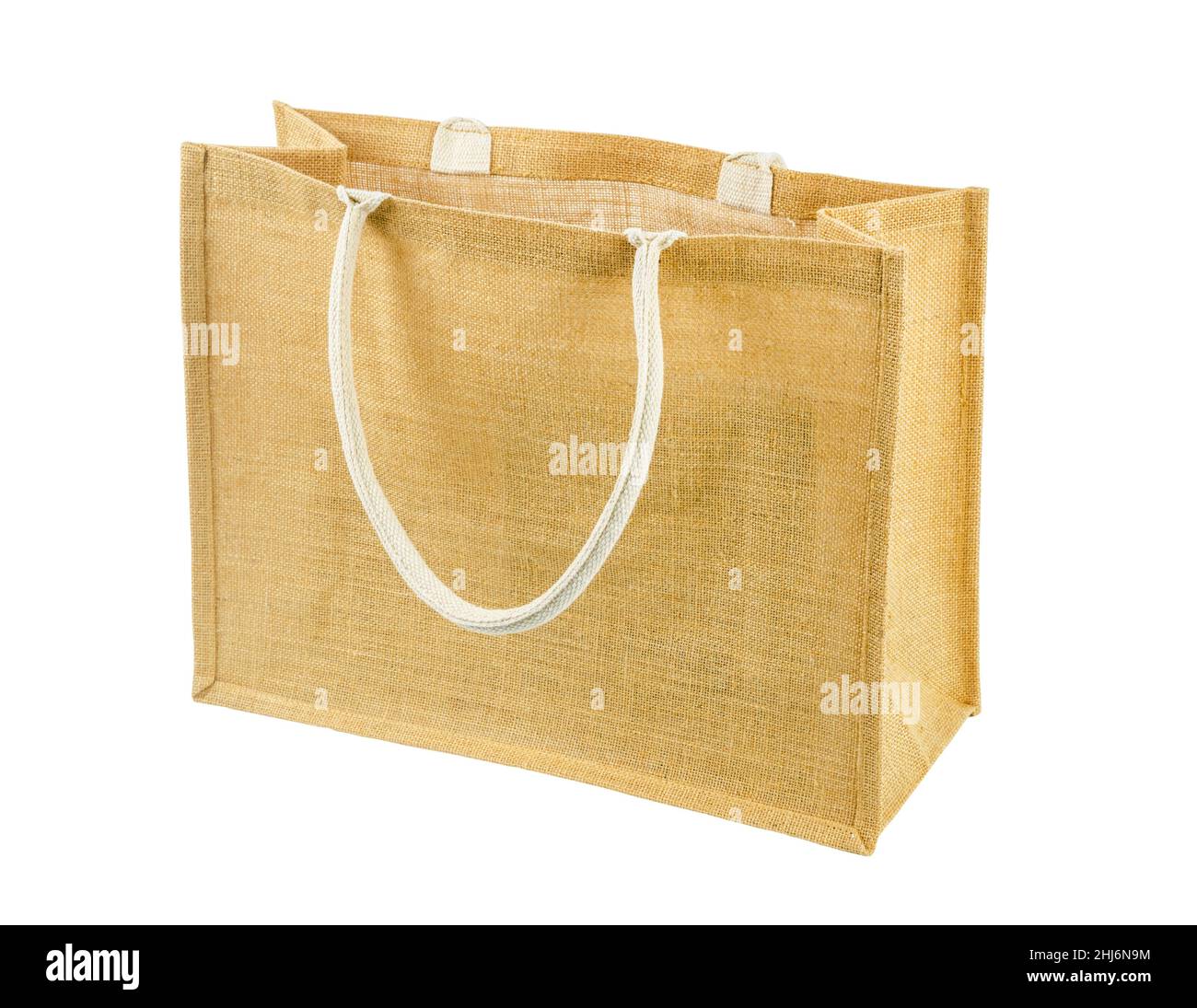 Hessian or jute bag reusable brown shopping bag with loop handles