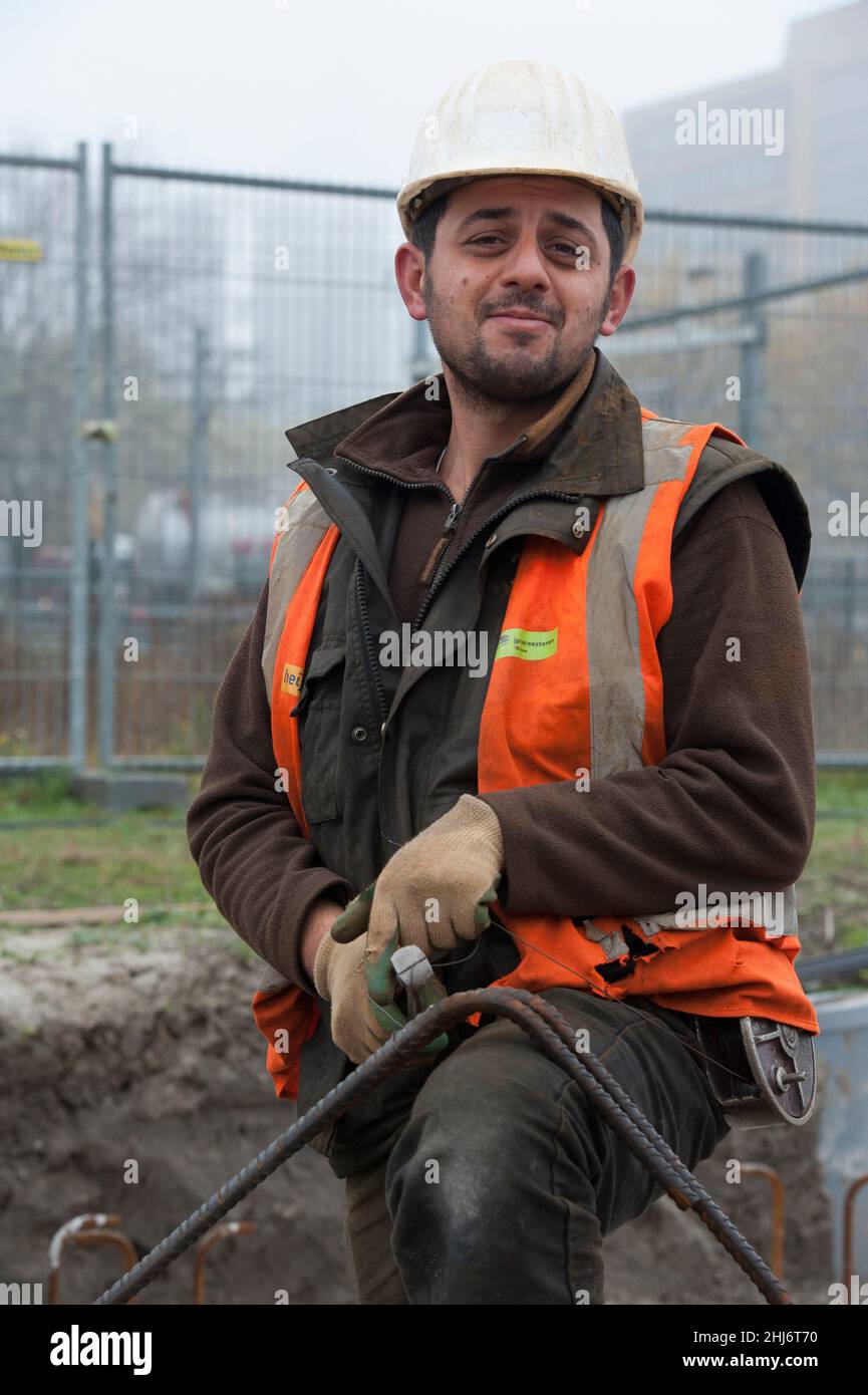 Rotterdam, Netherlands. Street Portrait of a caucasian construction
