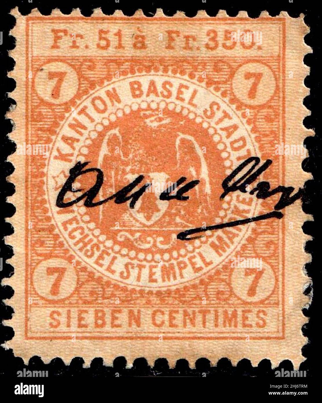 Switzerland Basel 1870 revenue 7c - 2B Stock Photo - Alamy