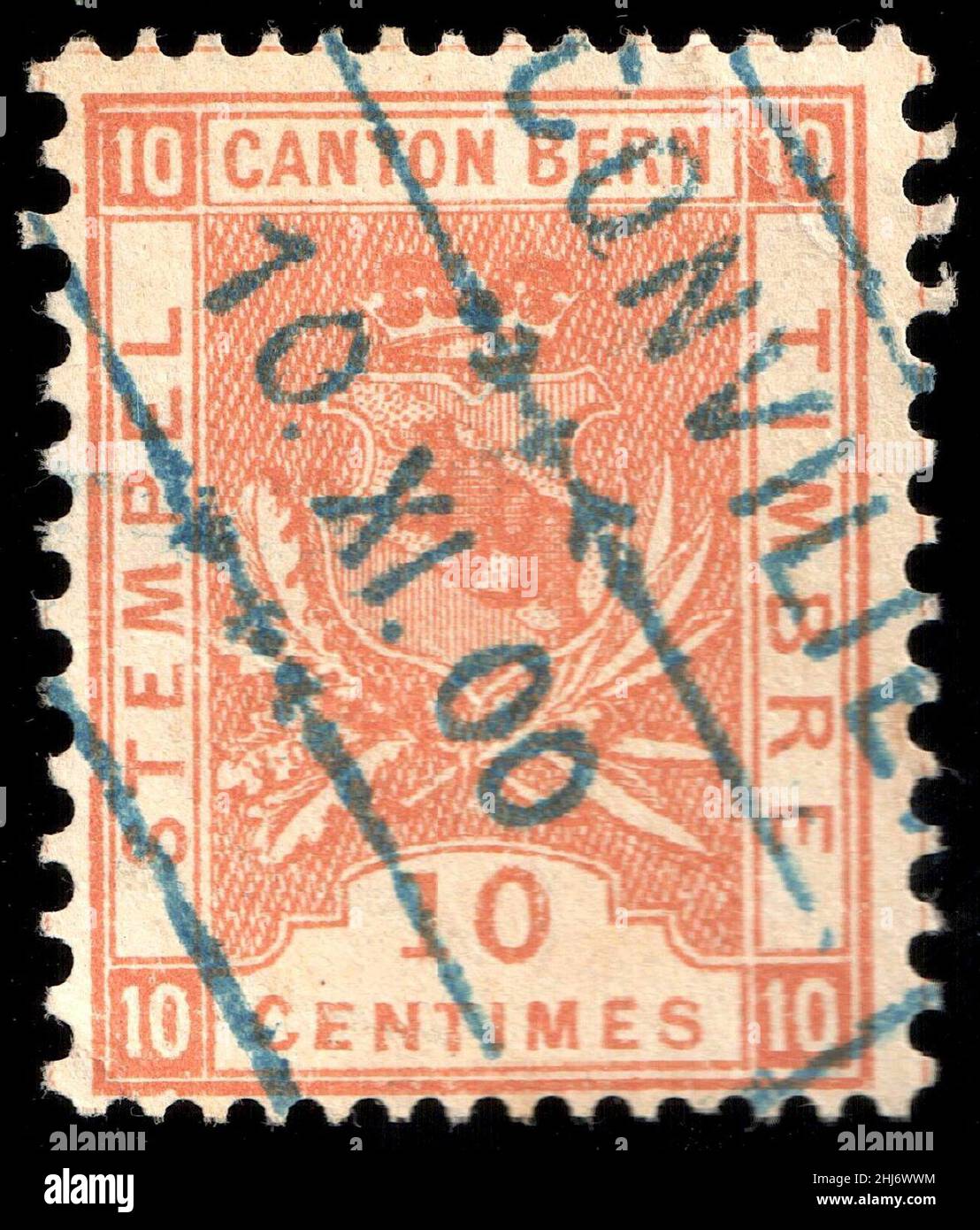Switzerland Bern 1892-1902 revenue 10c - 39A V-00 RECONVILIER. Stock Photo