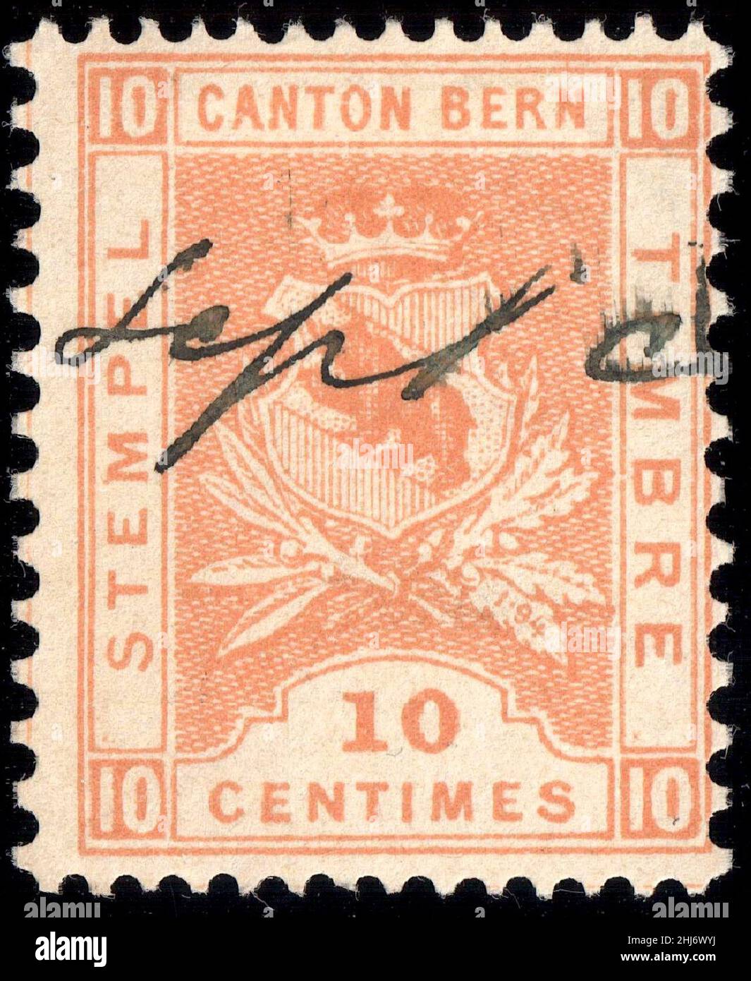Switzerland Bern 1894 revenue 10c - 52 I-94 2-K. Stock Photo