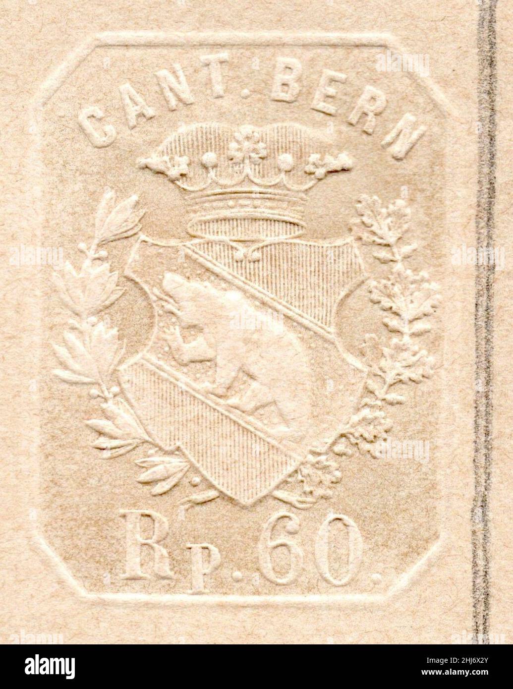 Switzerland Bern 1896 relief (dry) print 60 Rappen. Stock Photo