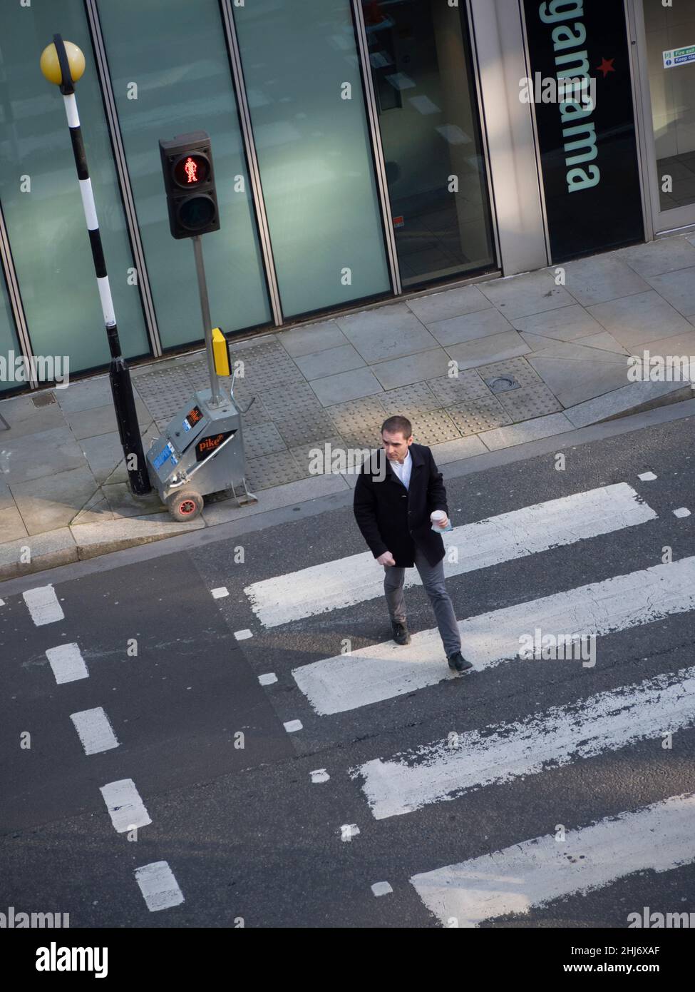 temporary traffic lights at pedestrian zebra crossing Stock Photo Alamy