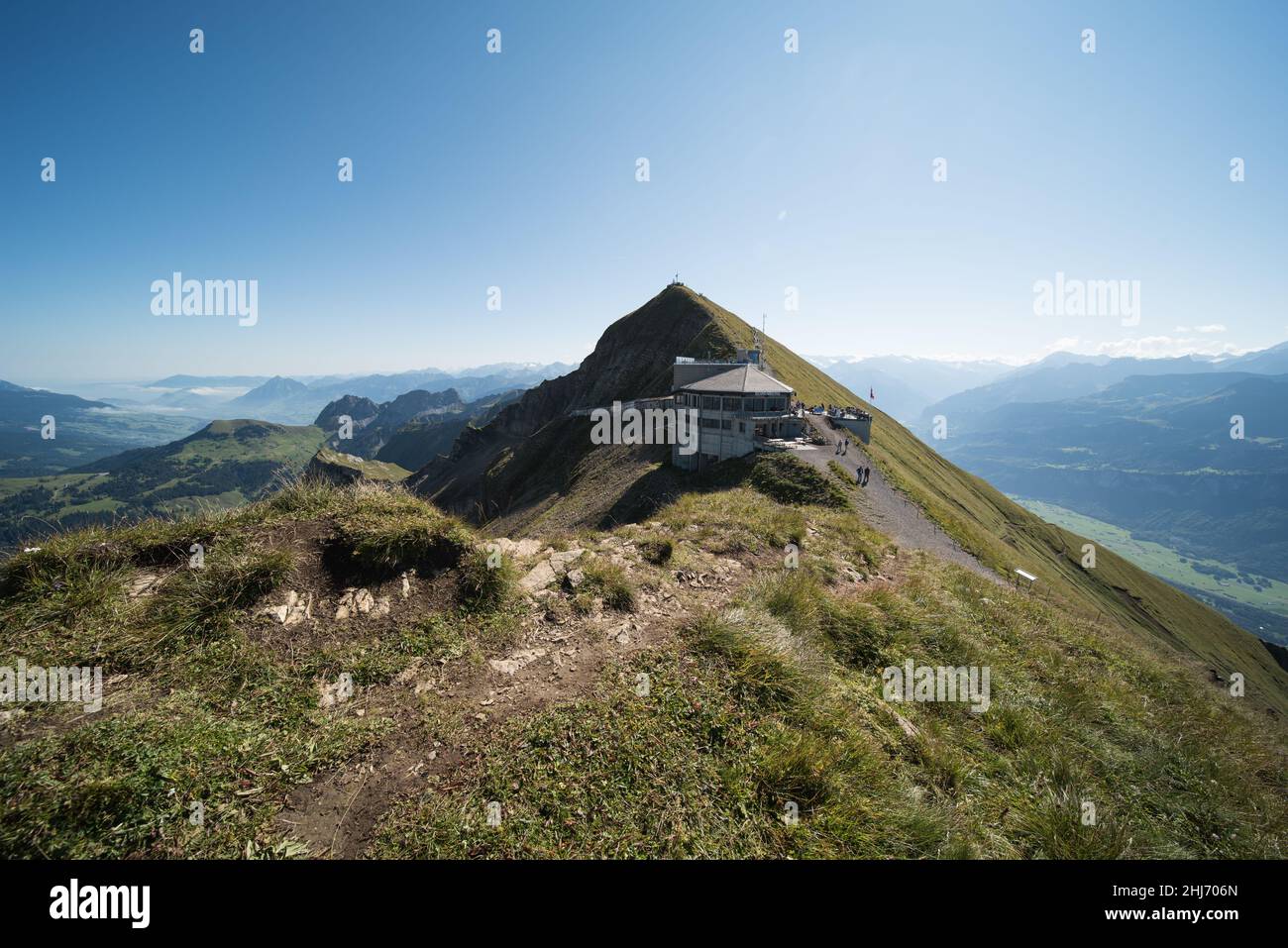 landscape in central switzerland, view from (Brienzer Rothorn 2,350m). Stock Photo