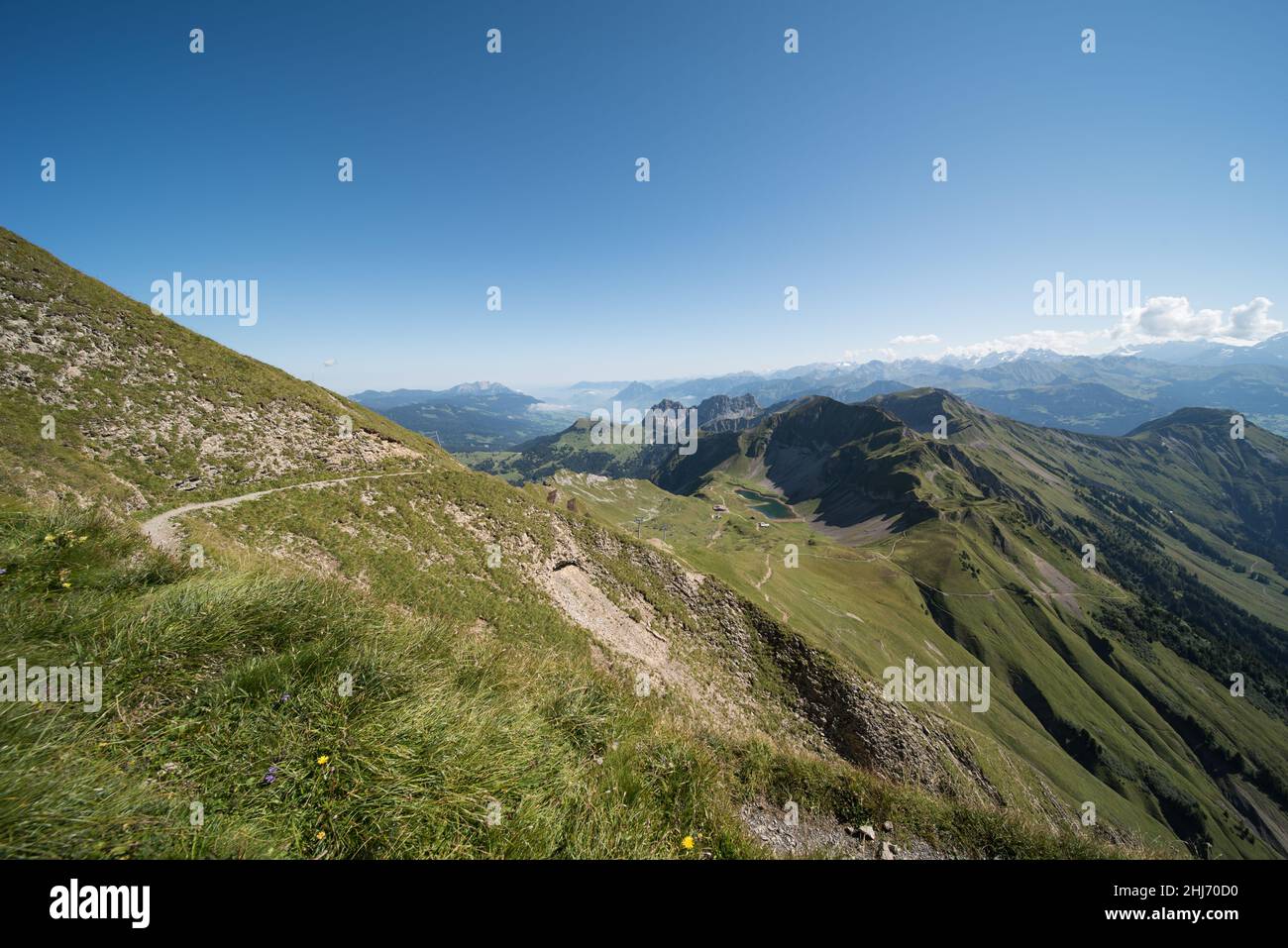 landscape in central switzerland, view from (Brienzer Rothorn 2,350m ...