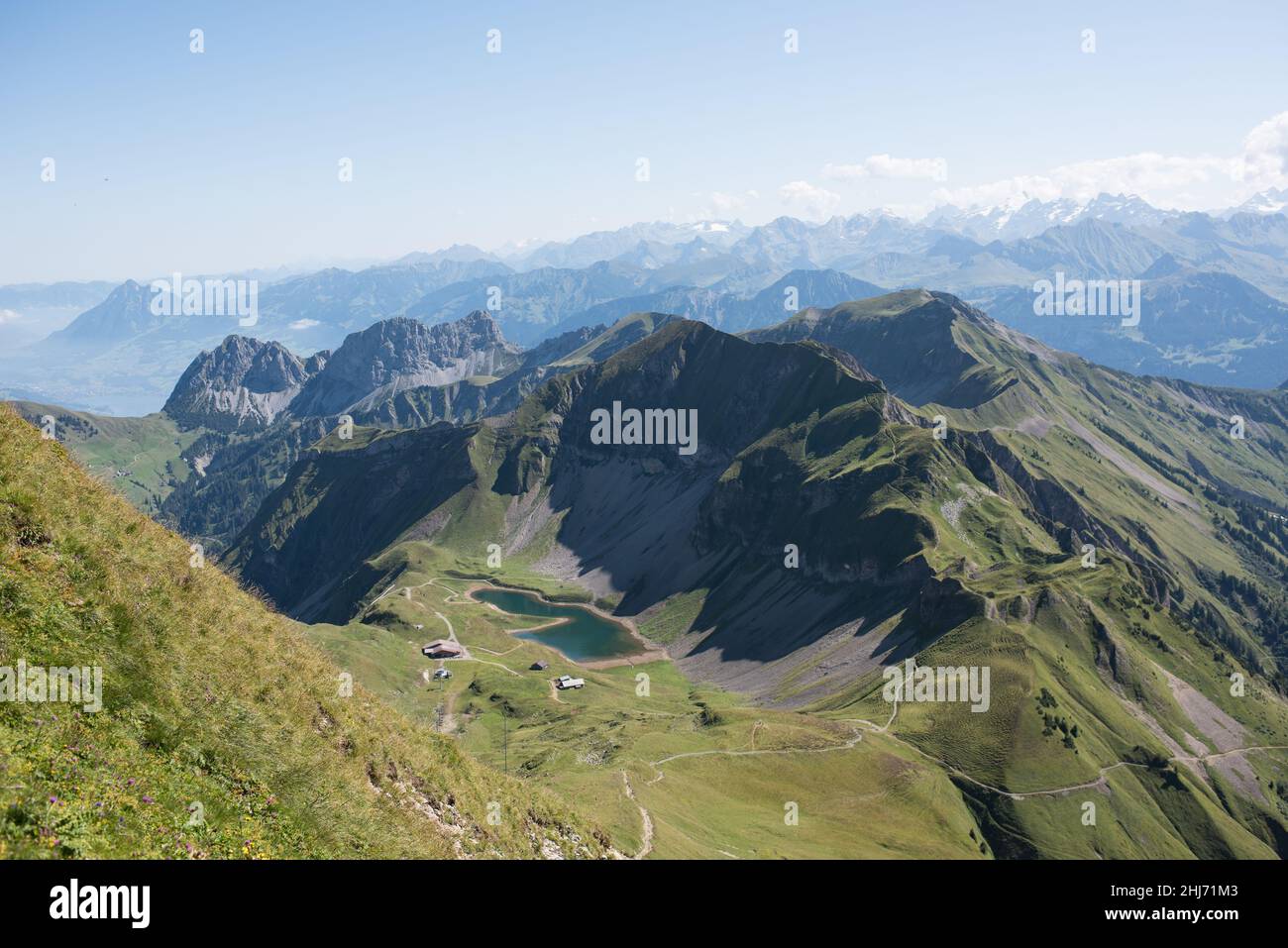 landscape in central switzerland, view from (Brienzer Rothorn 2,350m ...