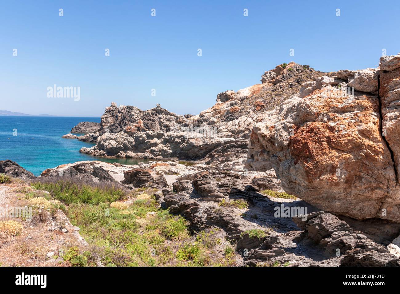 rocky cove at cap de creus on the costa brava in northern spain Stock Photo