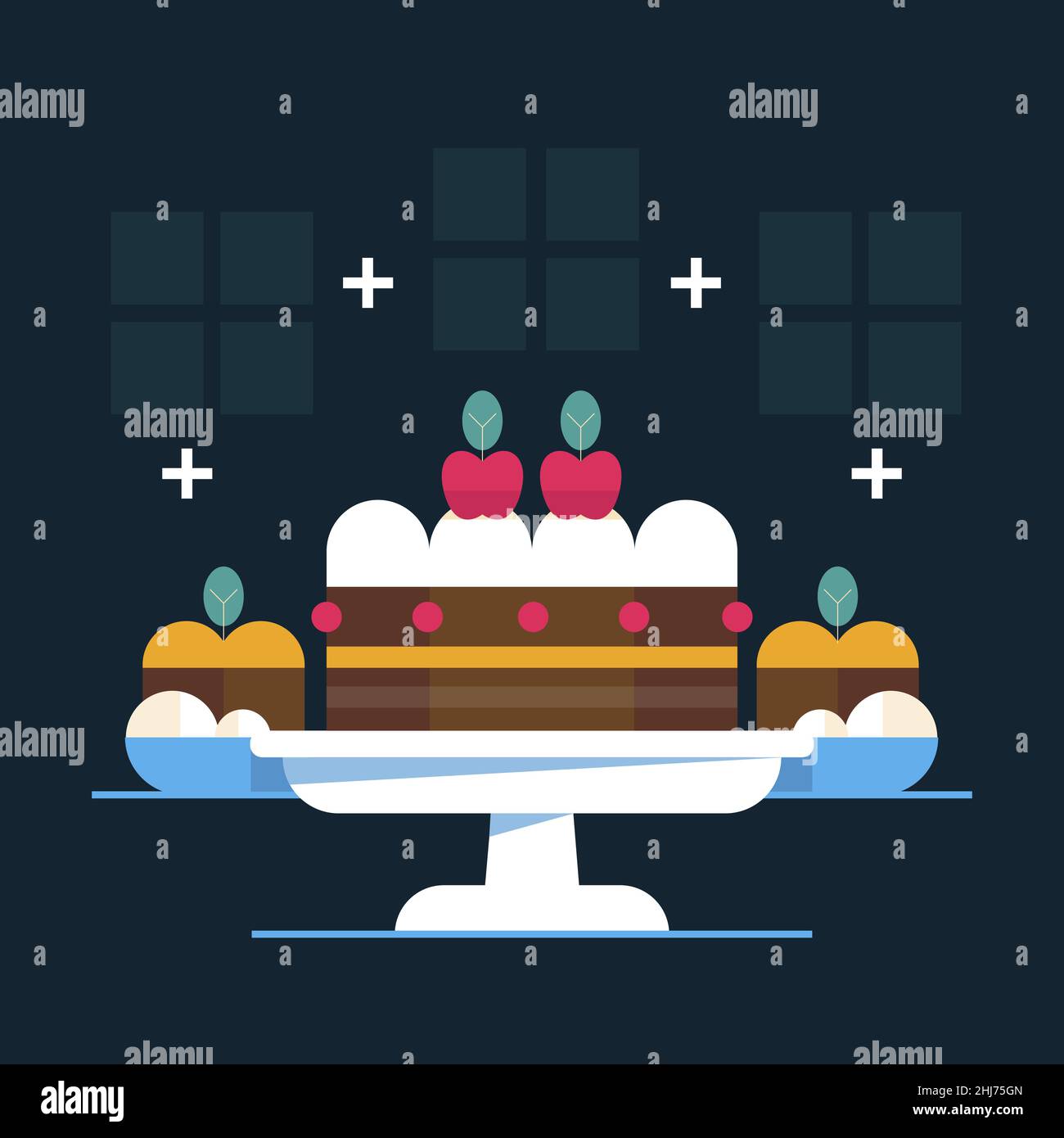Flat christmas pudding illustration Vector illustration. Stock Vector