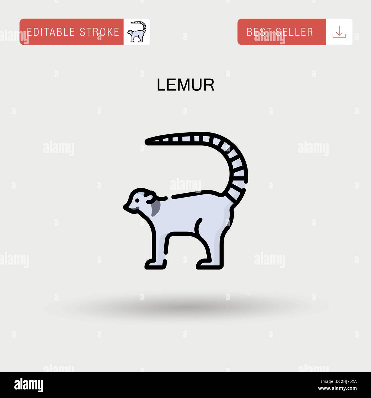 Lemur Simple vector icon. Stock Vector