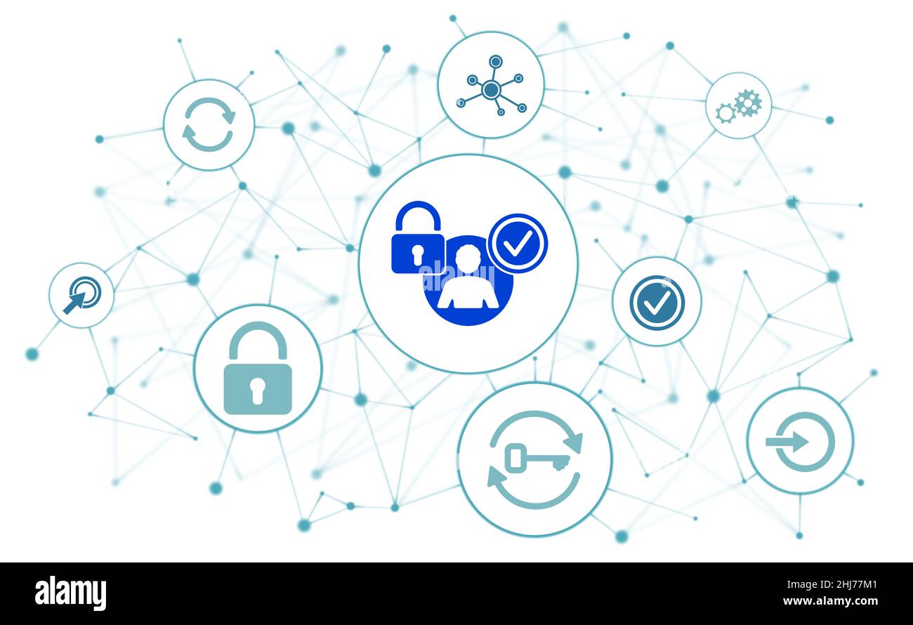 Concept of login with connected icons Stock Photo - Alamy