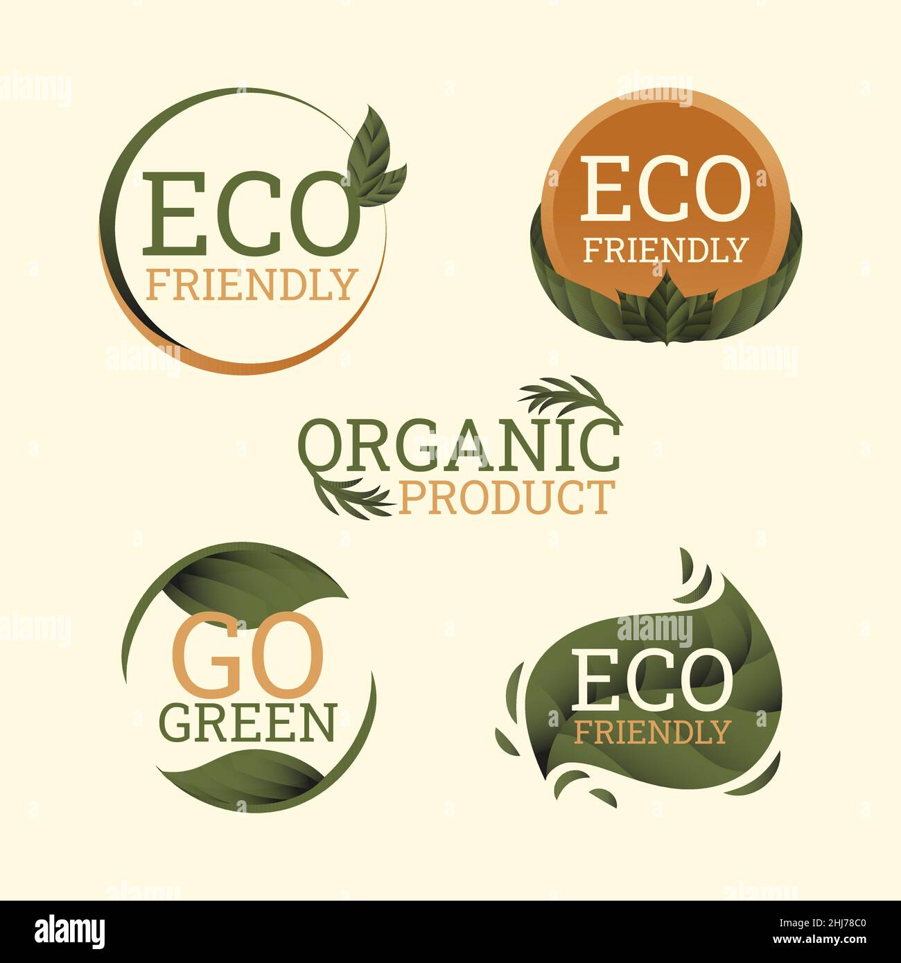 Gradient eco friendly label pack Vector illustration Stock Vector Image ...