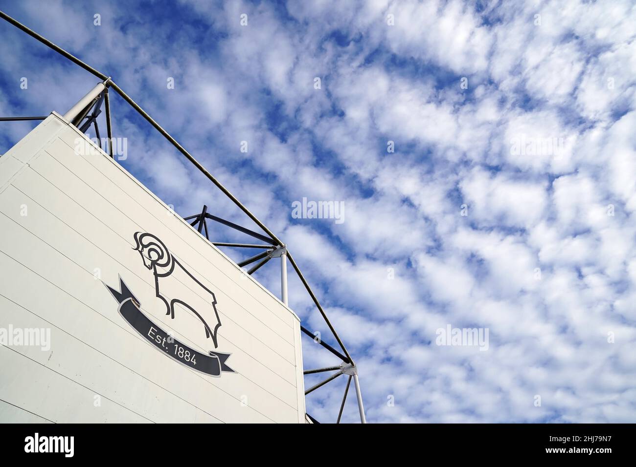 File photo dated 18-01-2022 of Pride Park Stadium, home of Derby County. Derby's administrators Quantuma and the English Football League have agreed a one-month extension to the deadline of February 1 to provide proof of funding. Issue date: Thursday January 27, 2022. Stock Photo