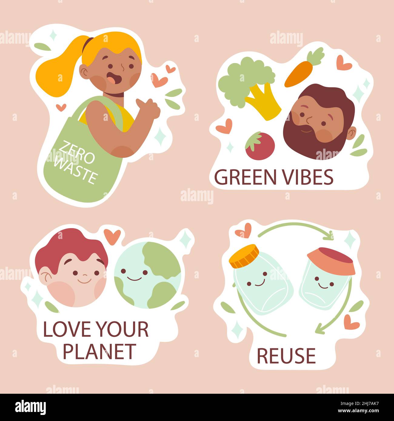 Hand drawn eco friendly badge set Vector illustration Stock Vector ...