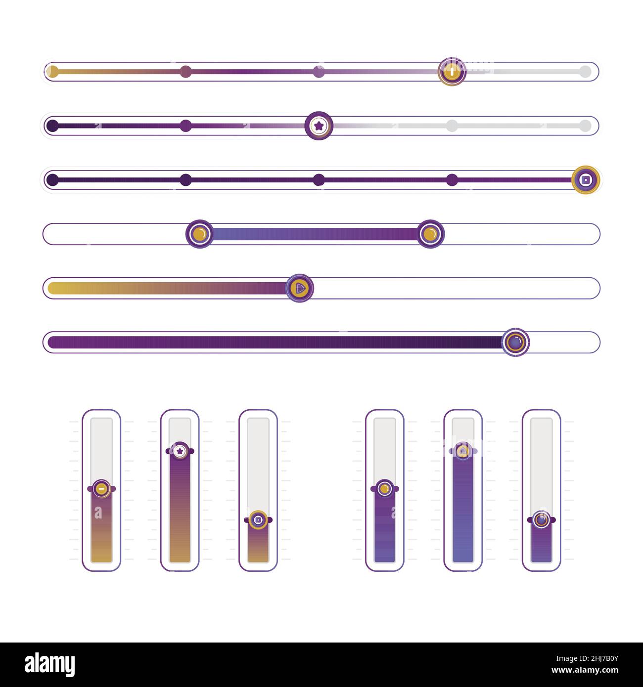 Gradient sliders set Vector illustration. Stock Vector