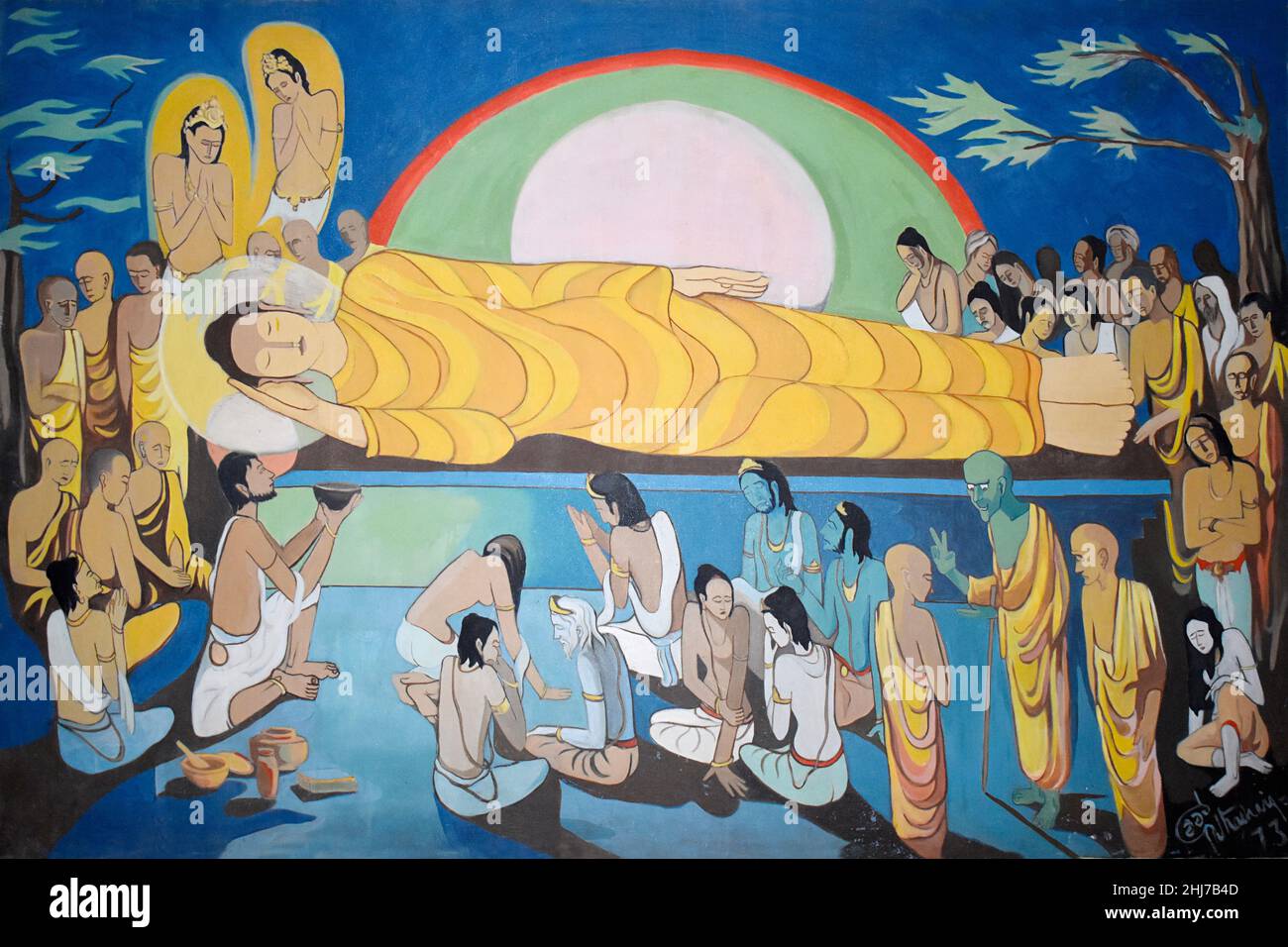 Sleeping Buddha, Painting in Chetiyagiri Vihar of the Mahabodhi Society