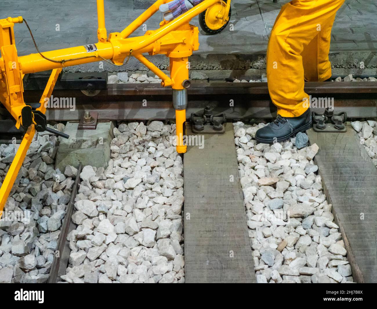 Method of laying railway tracks Stock Photo