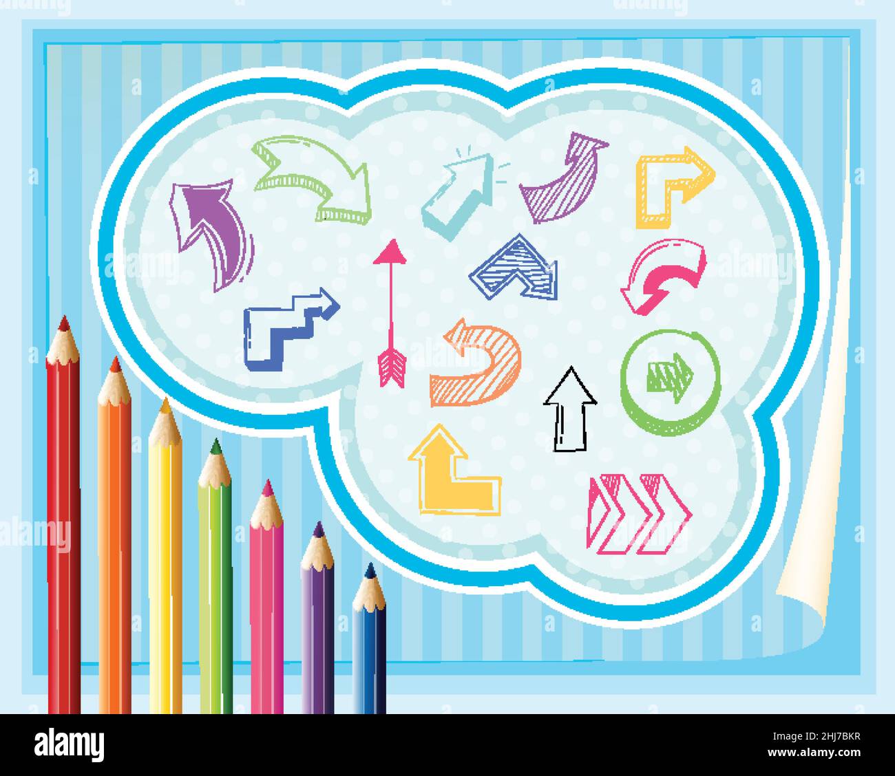 Hand drawn doodle icons with colour pencils illustration Stock Vector ...