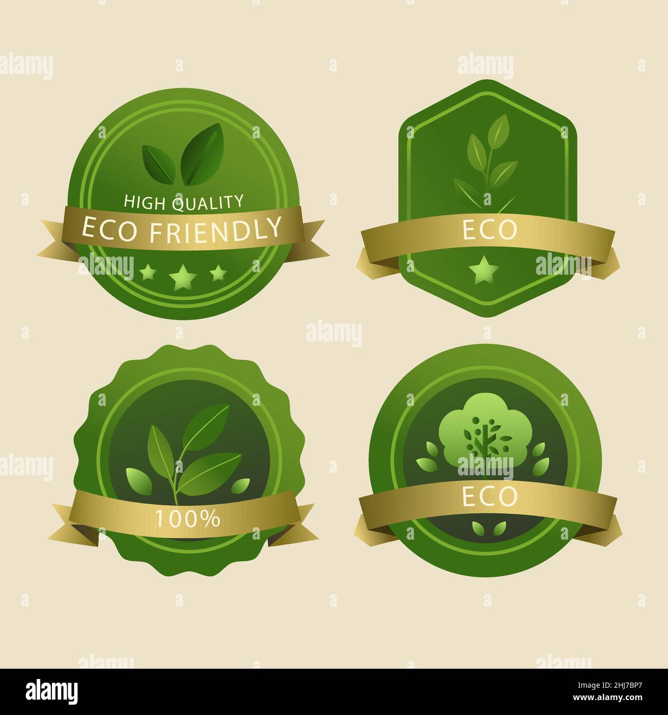 Gradient eco friendly labels Vector illustration Stock Vector Image ...